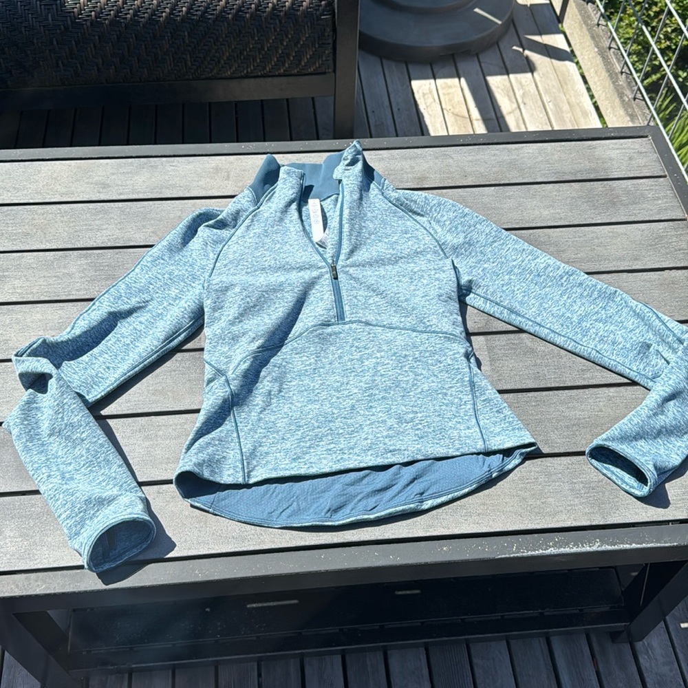 Lululemon Always Alert 1/2 Zip Heathered Petrol Blue Size 6